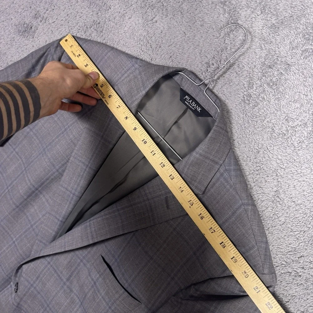 Jos A Bank Sport Coat Mens 48L Windowpane Traveler Blazer Wool Suit Jacket